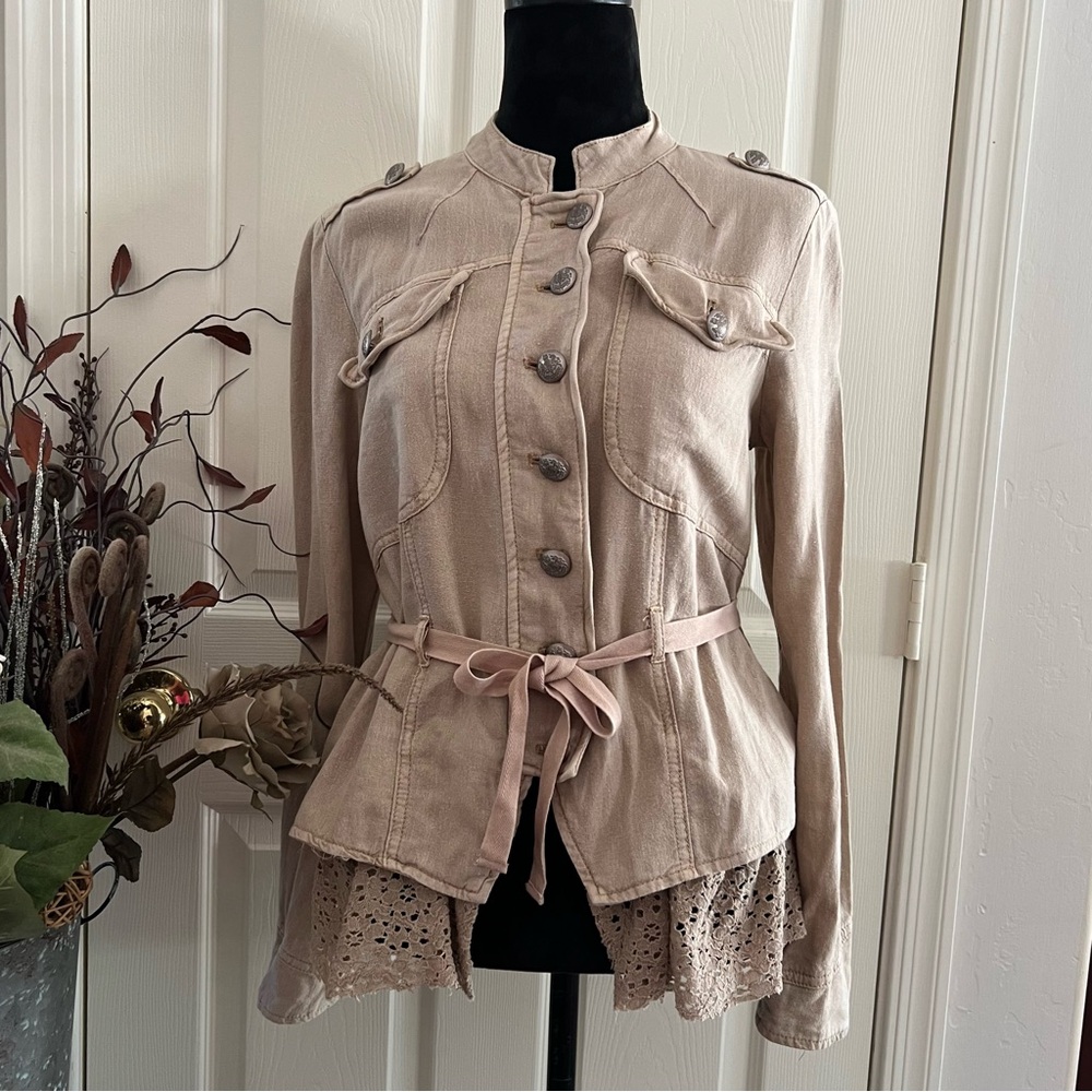 Beige Women's Military-Style Jacket - Picture 5 of 14